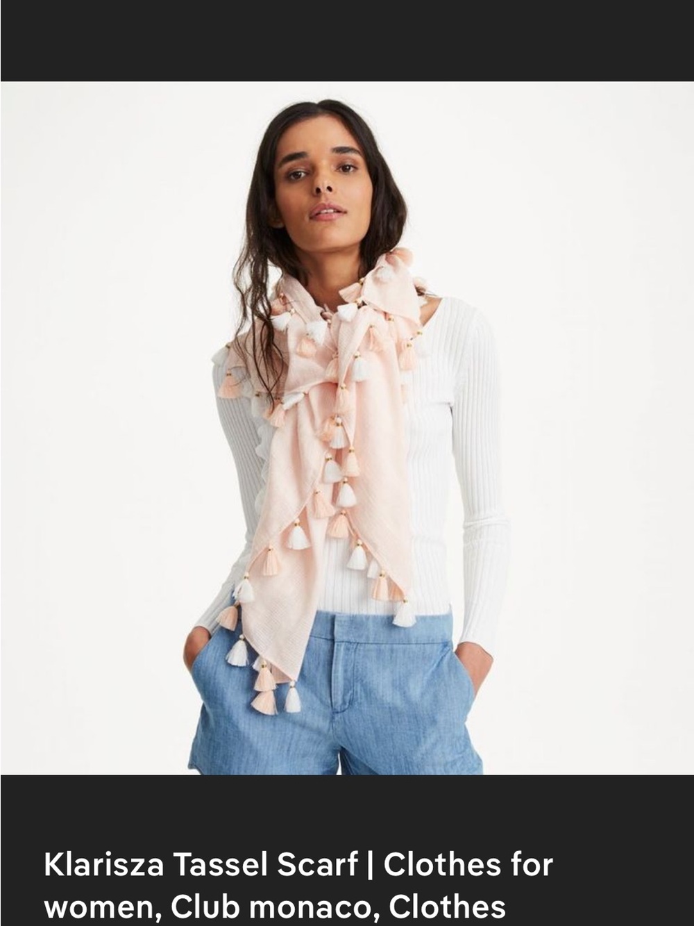 Club Monaco Tassel Scarf in Soft Pink